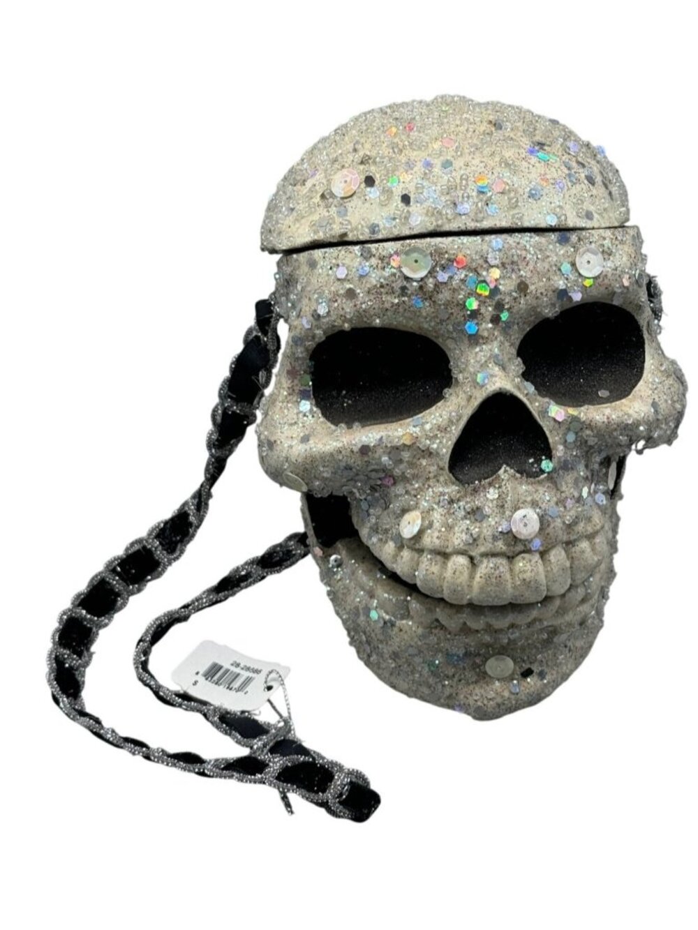 vintage Wayne Kleski Katherine Collection skull handbag purse sequin heart READ
